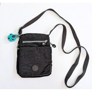 Kipling Black Crossbody Zippered Bag with Monkey Keychain